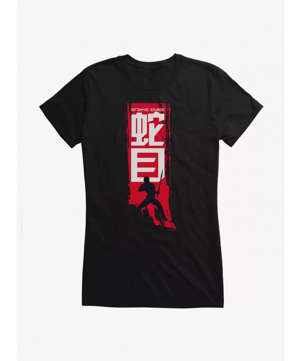 Flash Sale G.I. Joe Snake Eyes Stance Silhouette Banner Girls T-Shirt $7.77 T-Shirts